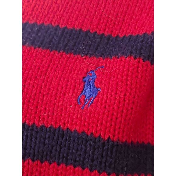 POLO RALPH LAUREN Men's Striped Crewneck Sweater Red Navy M Cotton Classic - Picture 10 of 10